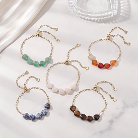 Браслеты-слайдеры в форме сердца с драгоценными камнями, с 304 цепями со скрепками из нержавеющей стали