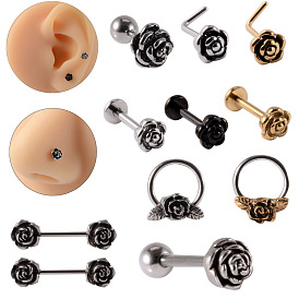 Цветок розы 304 лабреты из нержавеющей стали с внутренней резьбой