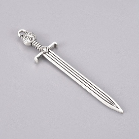 Tibetan Style Alloy Big Pendants, Long Swords, for Crafting, Pendant Making