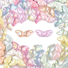 60 шт. 2 стили прозрачные и непрозрачные акриловые бусины с УФ-покрытием, радужный, крылья
