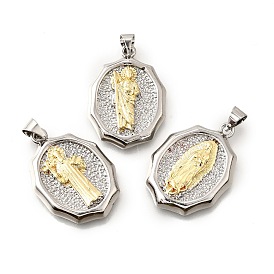 Латунные подвески, без кадмия и без свинца, овал с рисунком священника/девственницы