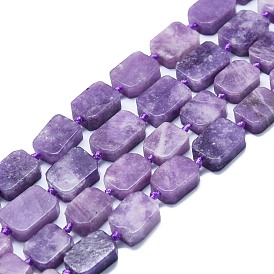 Natural Lepidolite/Purple Mica Stone Beads Strands, Rectangle