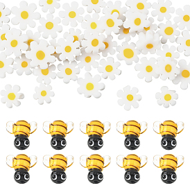 8 бусины лэмпворк ручной работы, 3 D пчелы, с 1нитью из стеклянных бусин миллефиори ручной работы