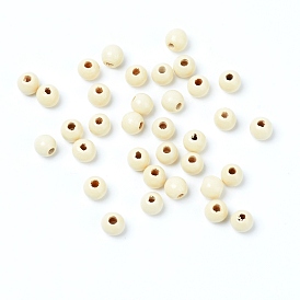 Natural Pecan Wood Beads, Round