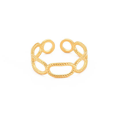 304 Stainless Steel Open Oval Wrap Cuff Ring for Women