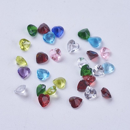 Acrylic Rhinestone Pointed Back Cabochons, Faceted, Heart