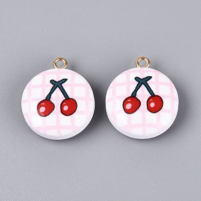 Печатные акриловые подвески, плоские круглые и вишневые подвески, с латунной найти