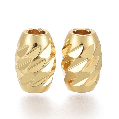 Brass Beads, Long-Lasting Plated, Textured, Rice