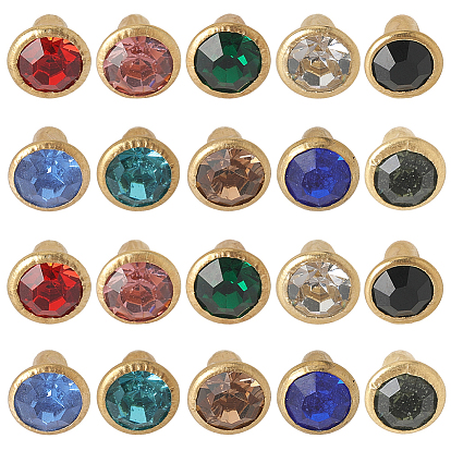 100 шт. 10 цвета сплава полутрубчатые заклепочные шпильки, со стразами, для кошелька, , ботинки, украшение кожаных ремесел