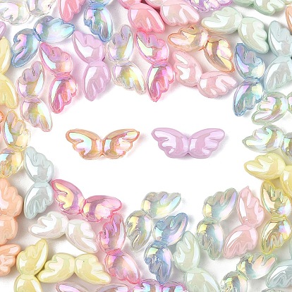 60 шт. 2 стили прозрачные и непрозрачные акриловые бусины с УФ-покрытием, радужный, крылья