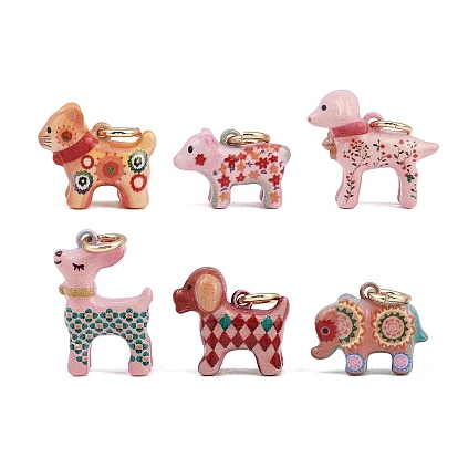 Colgantes de latón impresos, encantos de animales, dorado