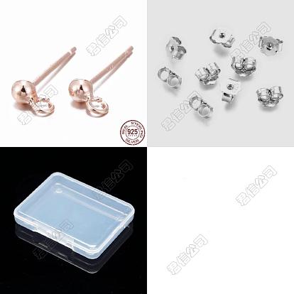 5Pares 925 Hallazgos para pendientes de plata de ley, postes para pendientes con 925 sello con 10 piezas 925 tuercas de fricción de plata esterlina