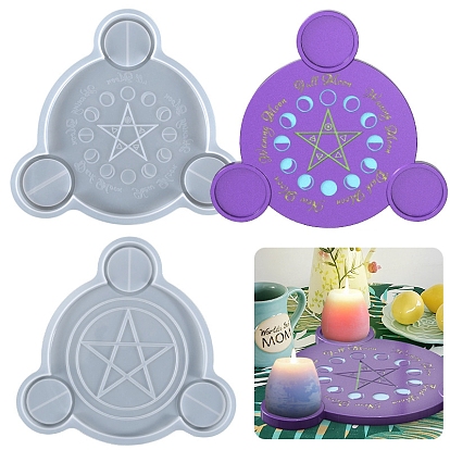 Moules de bougeoir de tarot en silicone de qualité alimentaire, bricolage, plat rond