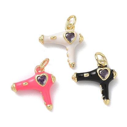 Латунные микро проложить кубического циркония прелести, прелести фена, с эмалью, стойки покрытие, без кадмия и без свинца, долговечный, реальный 18 k позолоченный