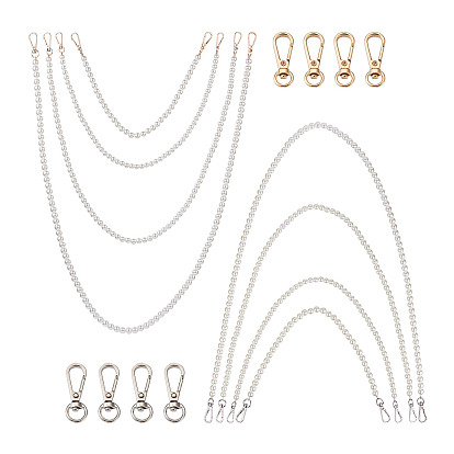 8 шт 8 стили белые акриловые круглые бусины сумка ручки, с поворотными замками из цинкового сплава и стальной проволокой, для аксессуаров для замены сумок