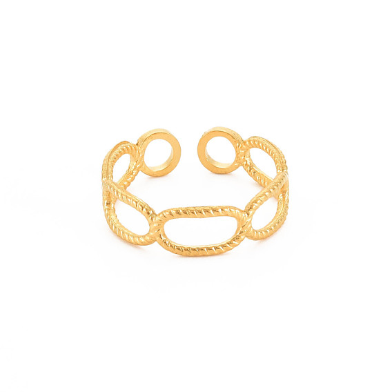 304 Stainless Steel Open Oval Wrap Cuff Ring for Women