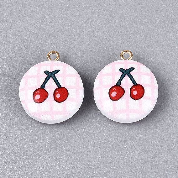 Печатные акриловые подвески, плоские круглые и вишневые подвески, с латунной найти