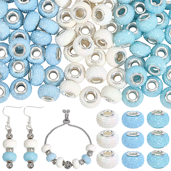 100cs большие отверстия смоляные европейские бусины, с платиновой латуни двойной ядер, рондель