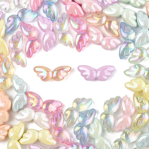 60 шт. 2 стили прозрачные и непрозрачные акриловые бусины с УФ-покрытием, радужный, крылья