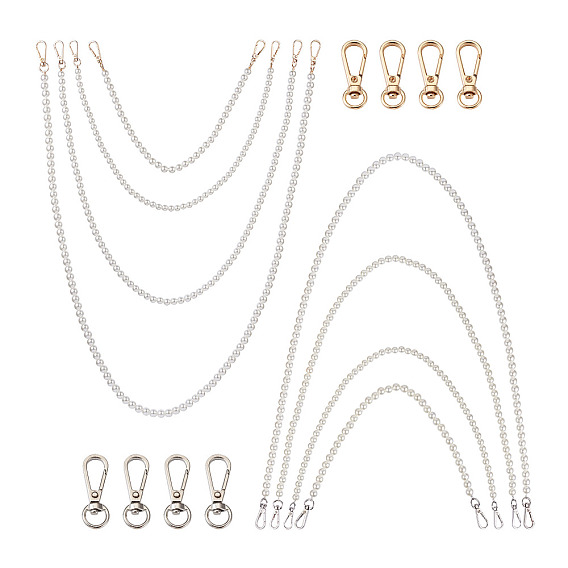 8 шт 8 стили белые акриловые круглые бусины сумка ручки, с поворотными замками из цинкового сплава и стальной проволокой, для аксессуаров для замены сумок