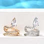 Серьги-каффы из латуни с прозрачным кубическим цирконием, змея