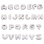Englisch Alphabet-Sets, 26 Letter Slider-Legierungsperlen mit einzelnem Strass, Platin Farbe