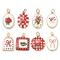 Printed Brass Pendants, Mixed Shapes Charms, Golden