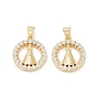 Rack Plated Brass Pendants, with Cubic Zirconia, Long-Lasting Plated, Lead Free & Cadmium Free, Round
