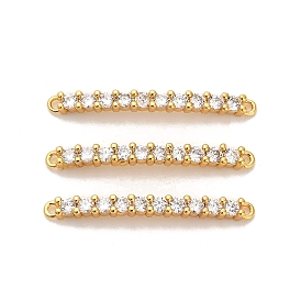 Подвески-соединители с изогнутыми прямоугольниками из латуни с микропаве из прозрачного кубического циркония, ионное покрытие (ip)