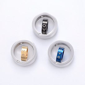 Pendentifs en acier inoxydable, avec strass, anneau avec citation il y a l'amour il y a des miracles et avec le mot amour