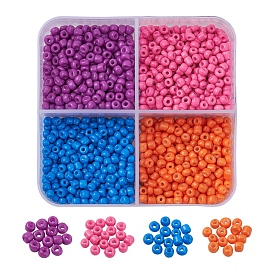 1000Pcs 4 Colors 8/0 Glass Seed Beads, Baking Paint, Small Craft Beads for DIY Jewelry Making, Round