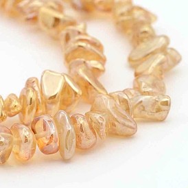 Natural Electroplated Quartz Crystal Beads Strands, Chips, 5~11x4~7x2~5mm, Hole: 1mm, 15 inch