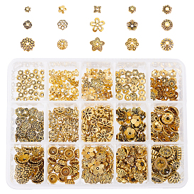 Tibetan Style Alloy Bead Caps, Flower, Multi-Petal