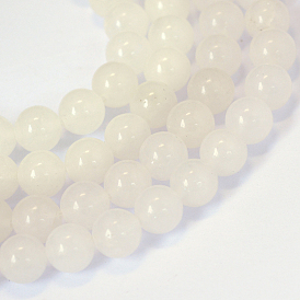 Natural White Jade Round Bead Strands