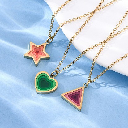 304 ожерелья с геометрическими подвесками из нержавеющей стали для женщин, реальный 18 k позолоченный