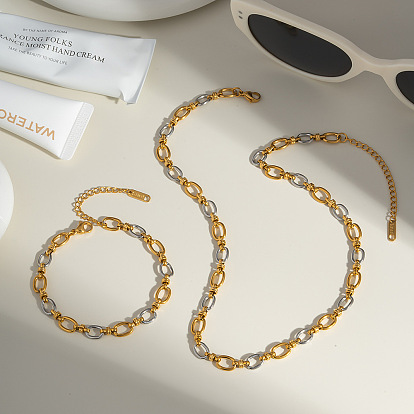 Браслеты и ожерелья из овальной цепи из нержавеющей стали для женщин