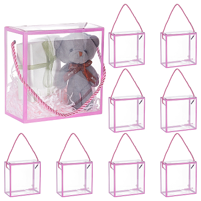 Складные прозрачные упаковочные коробки из ПВХ с веревочными ручками, квадратный