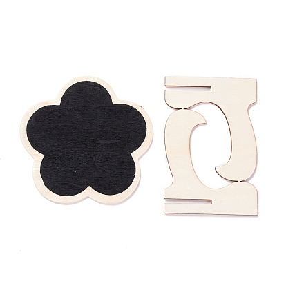 Flower Wooden Mini Chalkboard Signs, with Support Stand, for Wedding & Birthday Party Decoration
