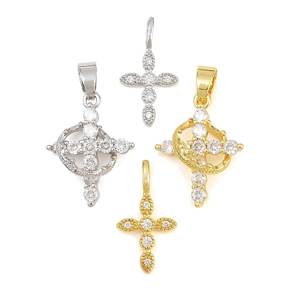 Подвески из латуни с прозрачным фианитом, крест прелести, стойки покрытие, долговечный, без свинца и без кадмия