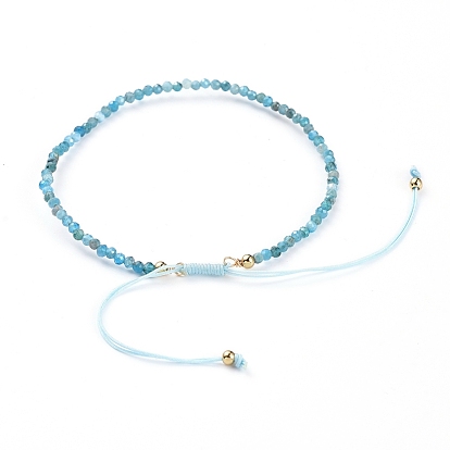 Braided Bead Bracelets, with Gemstone Beads and Golden Plated Brass Beads and Braided Nylon Thread