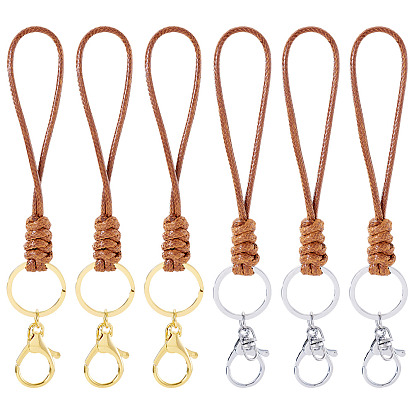 10 шт 2 цвета экологически чистые корейские вощеные полиэстеровые шнуры для ключей, брелок с застежкой из железного сплава