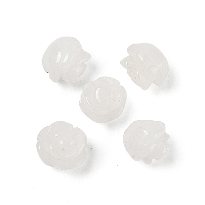 Натуральный белый нефритовые четки, роза