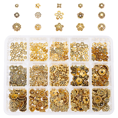 Tibetan Style Alloy Bead Caps, Flower, Multi-Petal