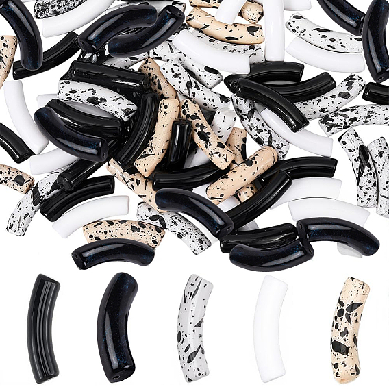 100шт 5 стили непрозрачные акриловые бусины, окрашенные распылением, трубка