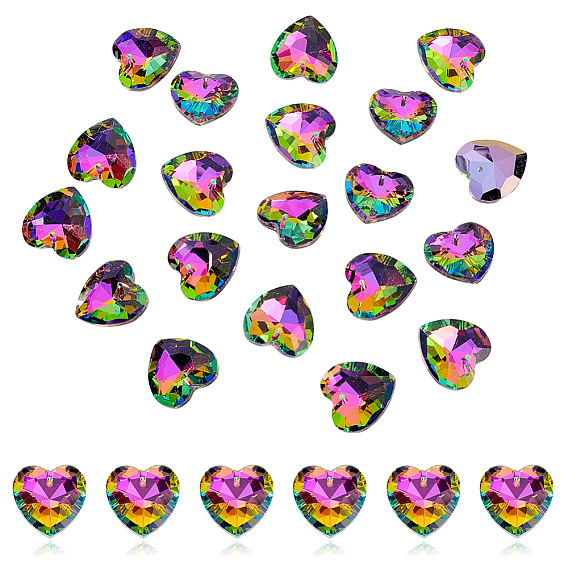 20 шт. Подвески из гальванического стекла, сердце, граненые