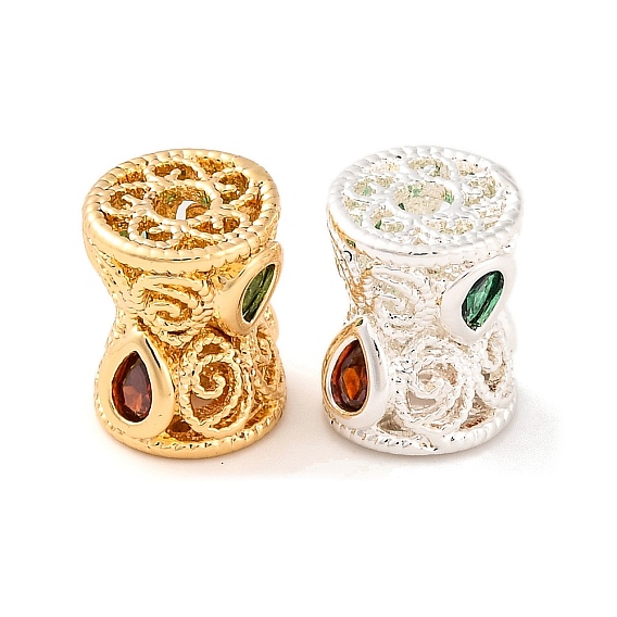 Латунные микропаве из прозрачного кубического циркония, без кадмия, без никеля и без свинца, колонна со слезинкой и цветком, красочный