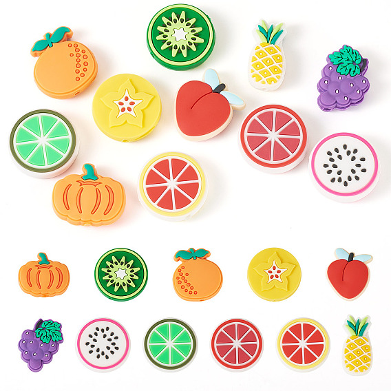 11шт. 11 стили ПВХ фруктовые бусины, разноцветные