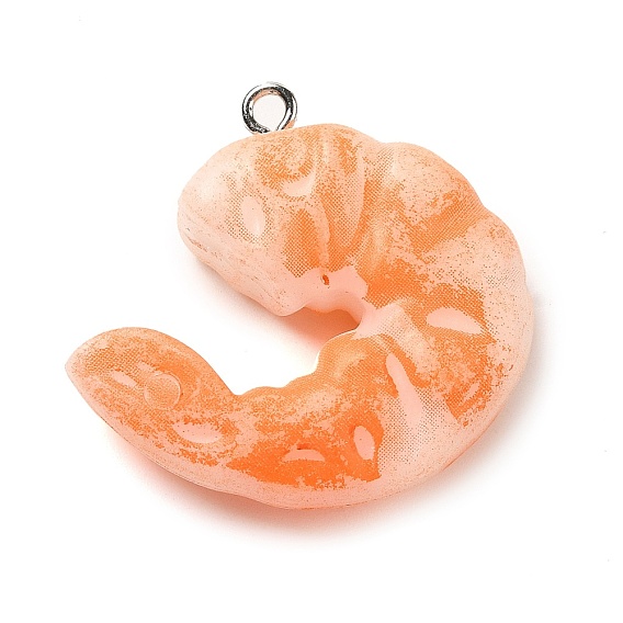 Подвески в форме еды из смолы с креветками, подвески в виде креветок с железными петлями с платиновым покрытием