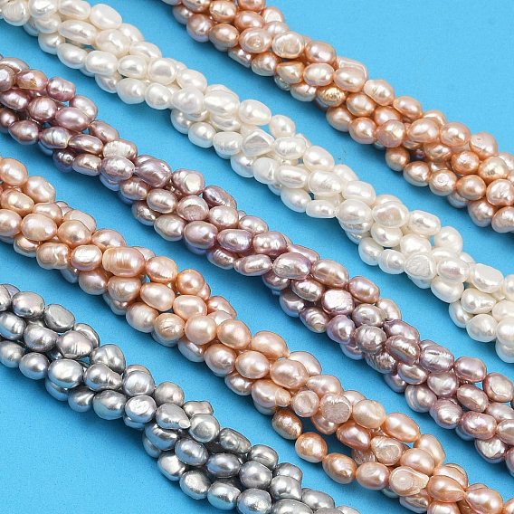 Нити из натурального культивированного пресноводного жемчуга, двух сторон полированной