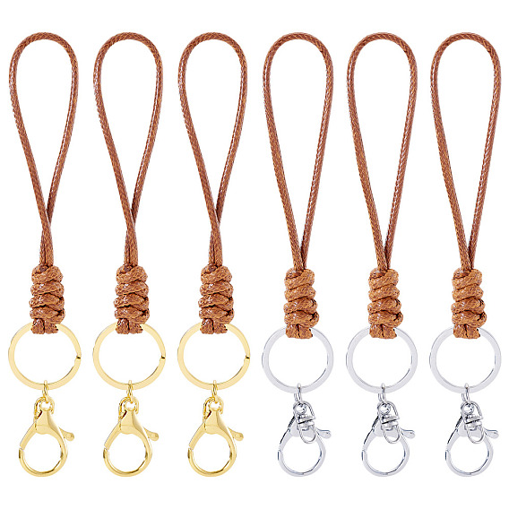 10 шт 2 цвета экологически чистые корейские вощеные полиэстеровые шнуры для ключей, брелок с застежкой из железного сплава